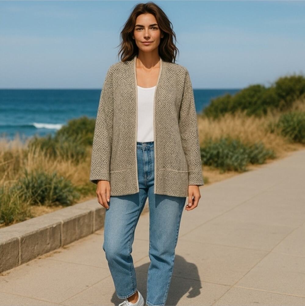 Free People Open Front Cardigan Herringbone Pattern Size S